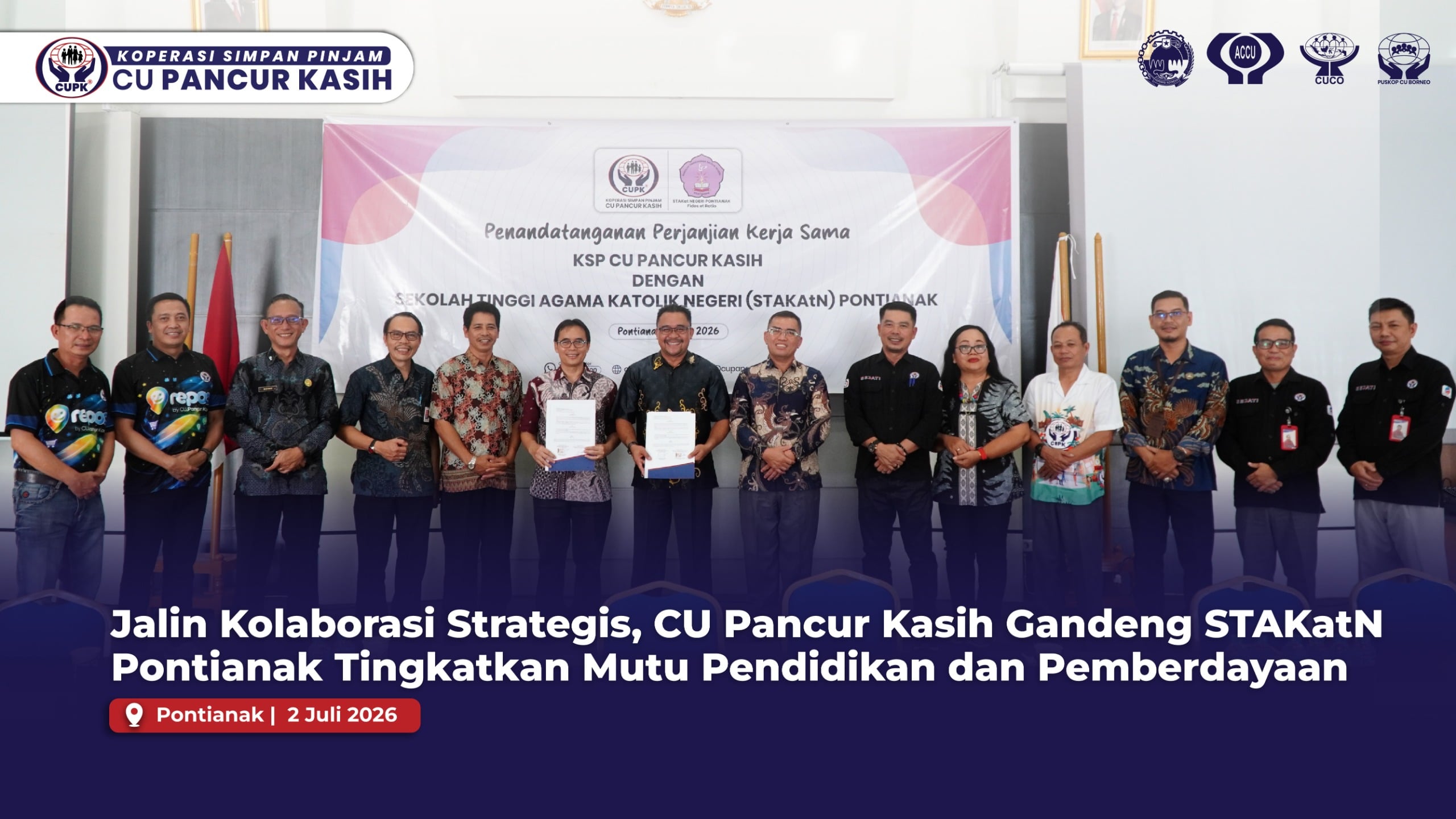 Jalin Kolaborasi Strategis, CU Pancur Kasih Gandeng STAKatN Pontianak Tingkatkan Mutu Pendidikan dan Pemberdayaan